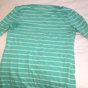 Teal white striped top